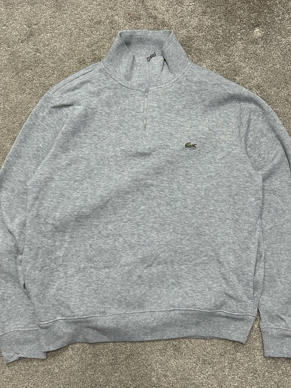 NEW Lacoste Classic Grey Quarter Zip Sweater